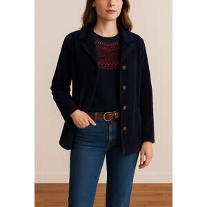 Vintage Bill Blass Corduroy Blazer Jacket PL Navy Paisley Lined 90s Classic